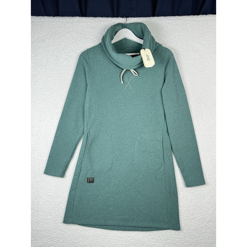 DESO SUPPLY Velma FLEECE DRESS SWEATER Mock Neck - Teal - Medium NEW